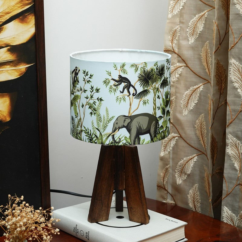 Forest Safari Wooden Base Cotton Table Lamp - Multicolor media 3