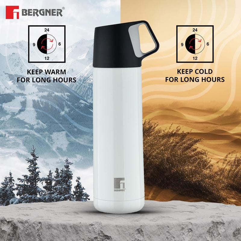 Bergner Walking Thermosteel Hot and Cold Flask (White) - 500 mL media 3