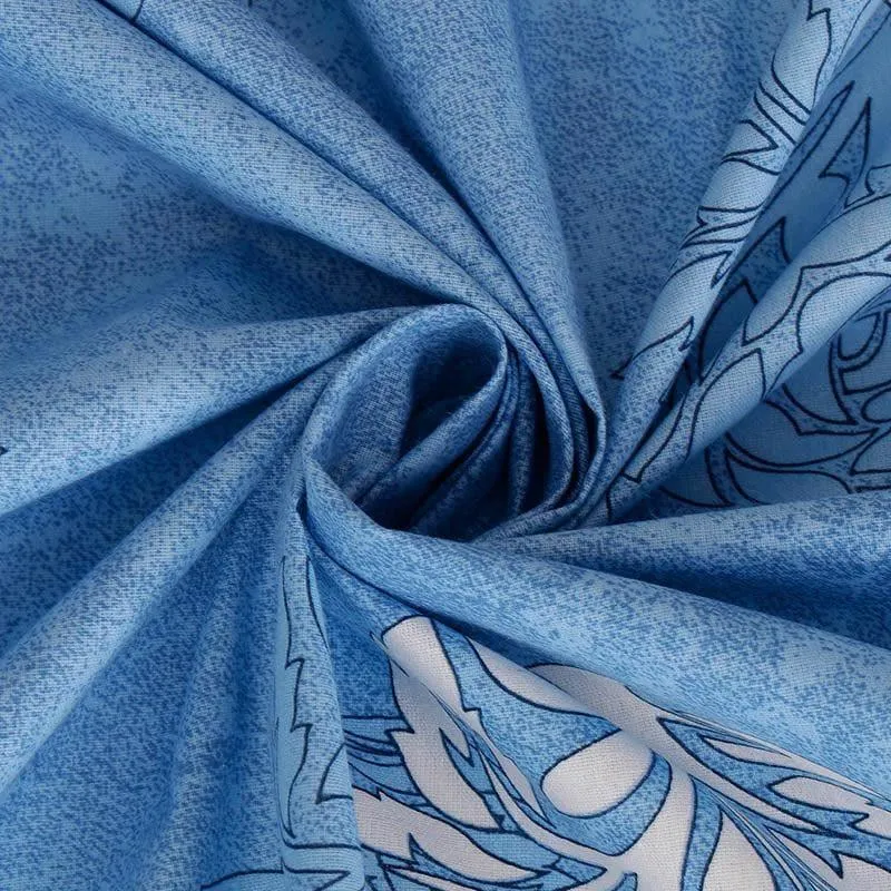 Plum Plume Cotton Bedsheet (Blue) - 400 TC media 4