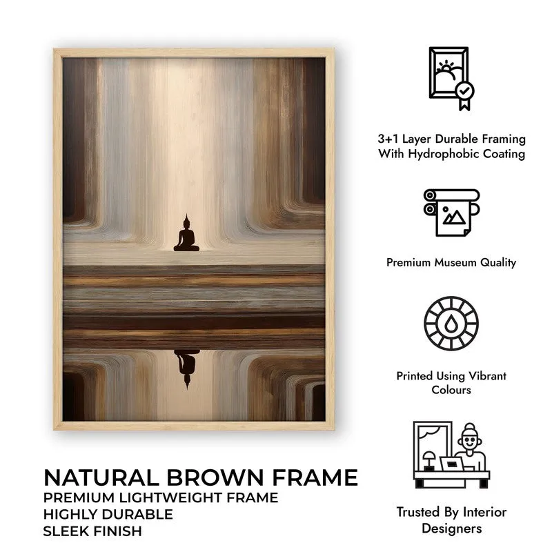 Buddha Calm Reflection Archival Paper Wall Painting With Brown Frame media 9