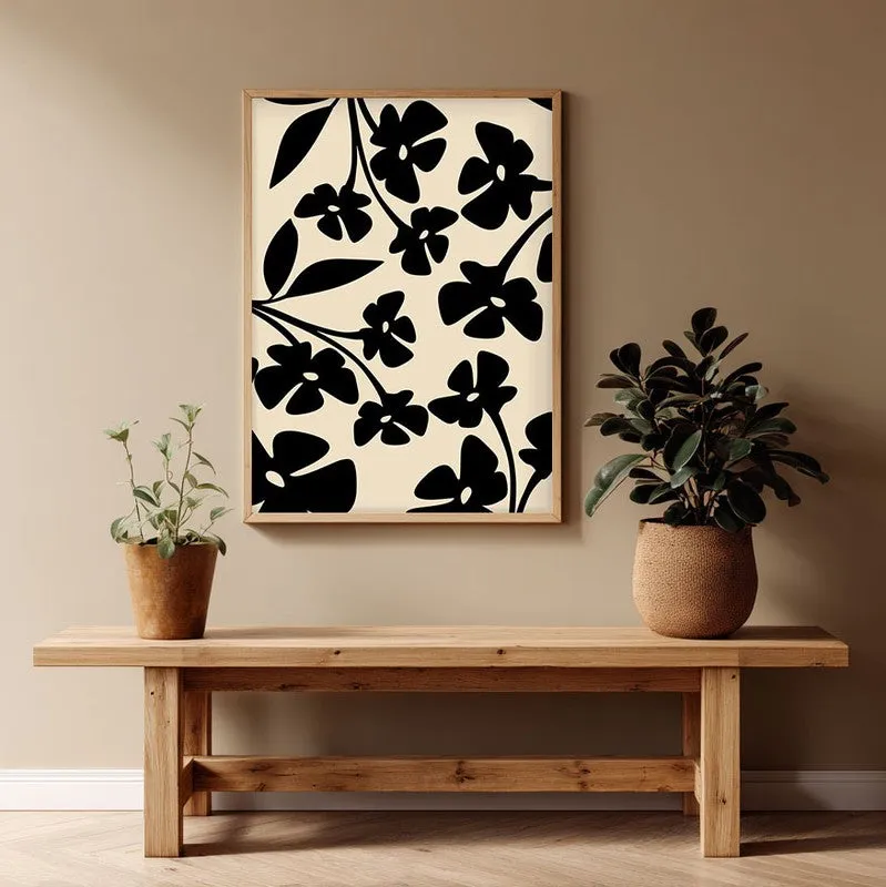 Noir Garden Canvas Wall Painting With Brown Frame media 1