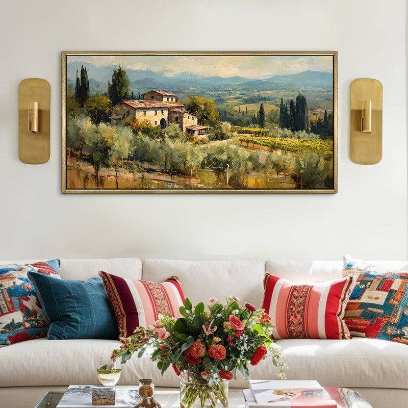 Hillside Estate Canvas Wall Painting With Frame