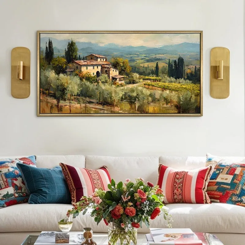 Hillside Estate Canvas Wall Painting With Frame media 1