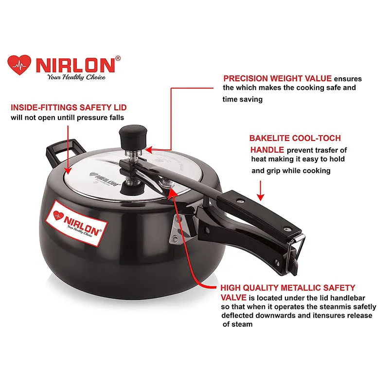 Nirlon Hard Aluminum Anodized Pressure Cooker - 5000 mL/ 7 Inches media 5