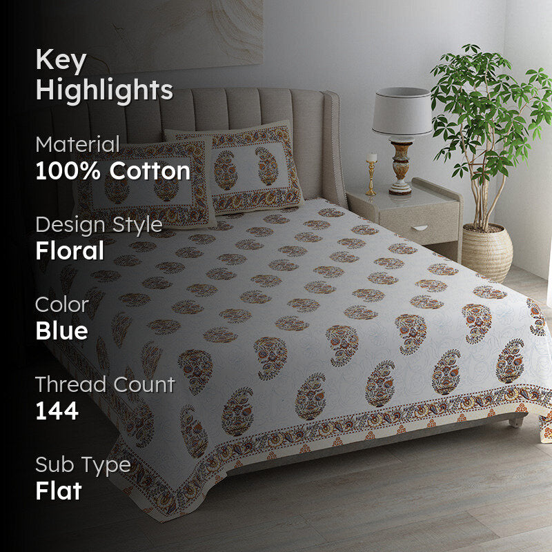 Paisley Dream Cotton Bedsheet (Multicolor) - 144 TC media 2