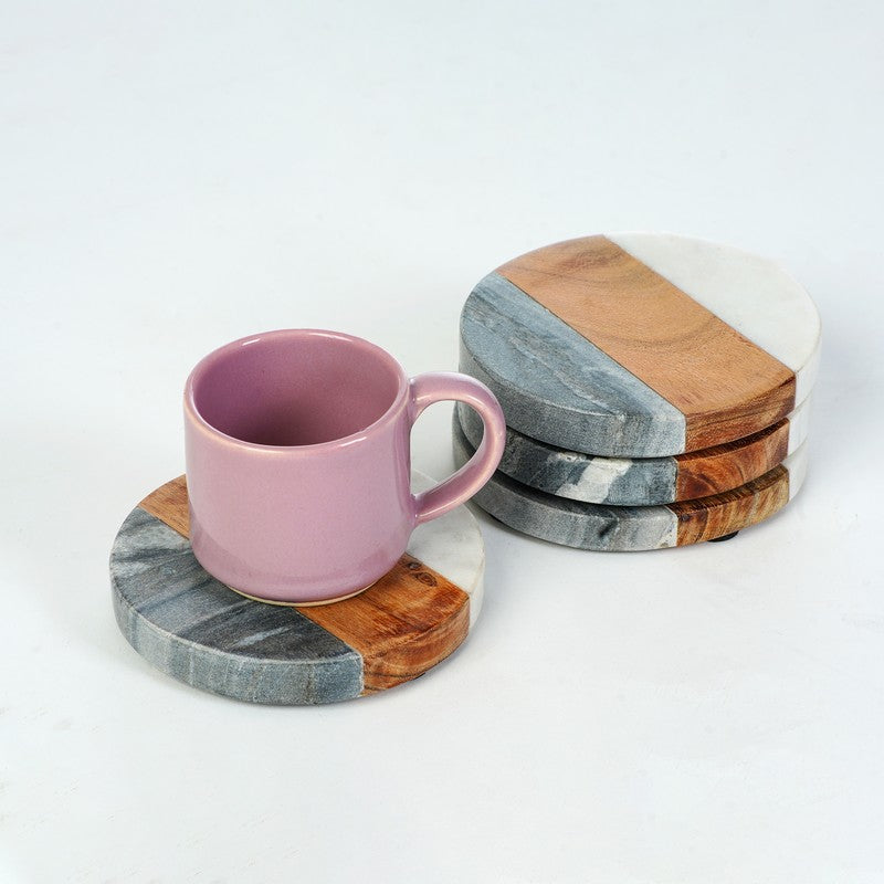 Darvos Boho Marble & Acacia Wood Coaster - Set Of Four media 6