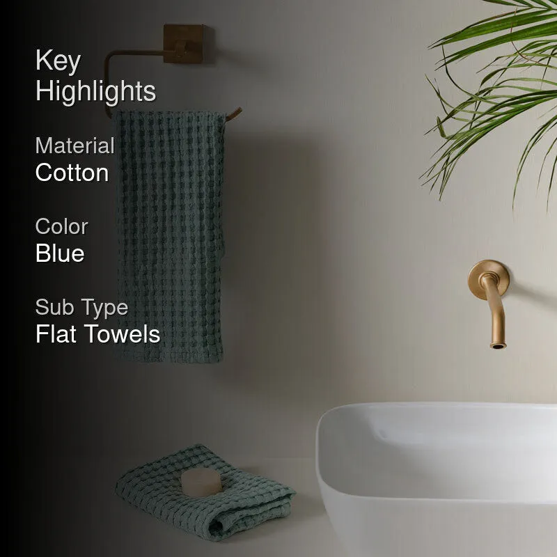 Fluffy Waffle Hand Towel (Blue) - Set Of Two media 2