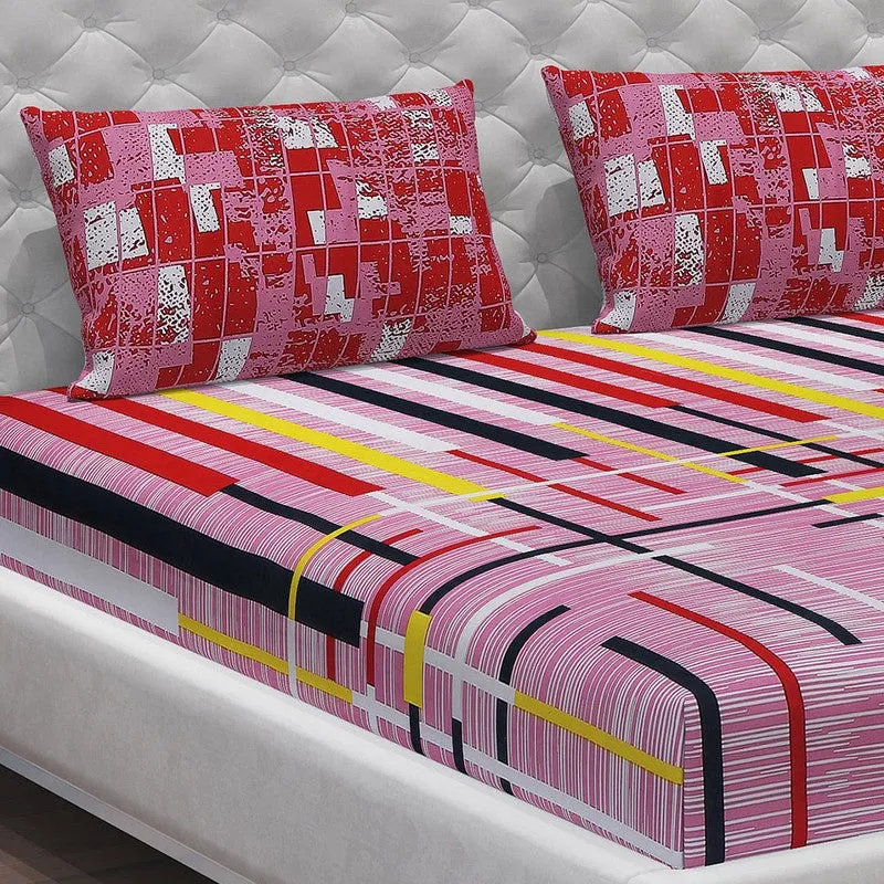 Monte Carlo Flow Stripe Cotton Bedsheet (Pink) - 104 TC media 5