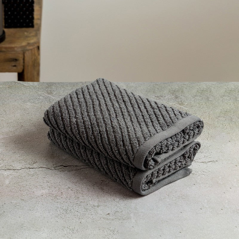 Nautica Riviera Soft Cotton Hand Towel (Grey) - Set Of Two media 3