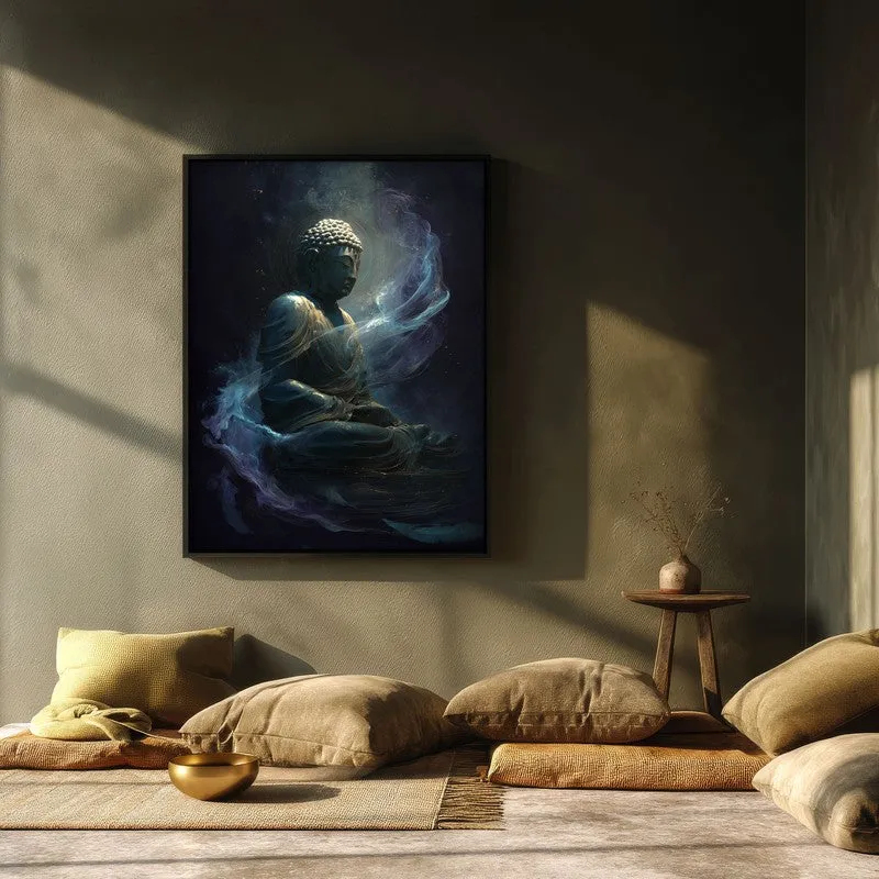 Aura of Awakening Buddha Archival Paper Wall Painting With Black Frame media 3
