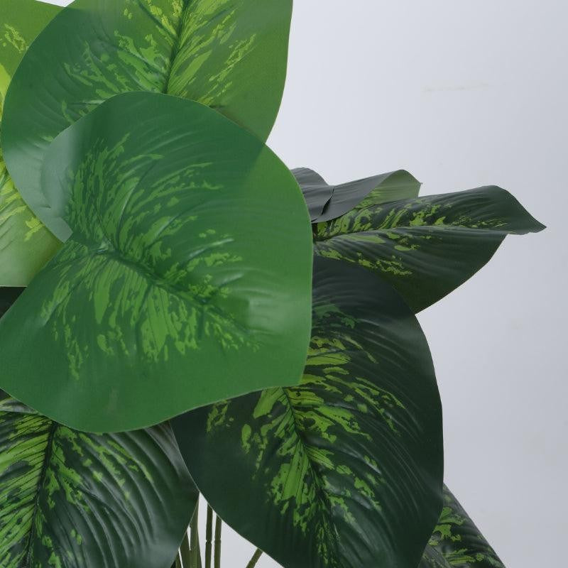 Faux Deco Dieffenbachia Silk Plant With Black Plastic Pot - 55 cms media 5