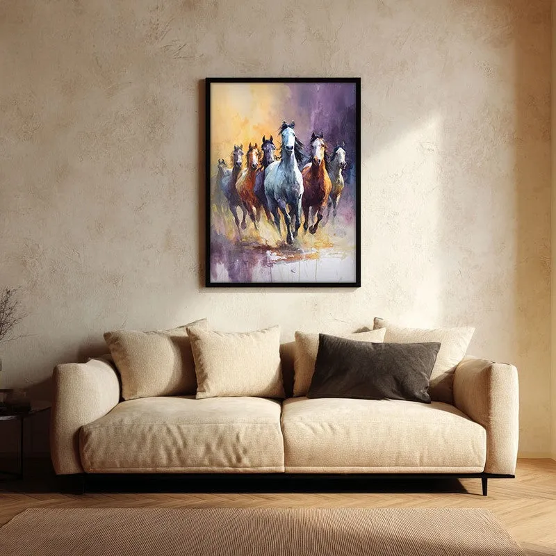 Untethered Horse Wall Painting With Black Frame media 1