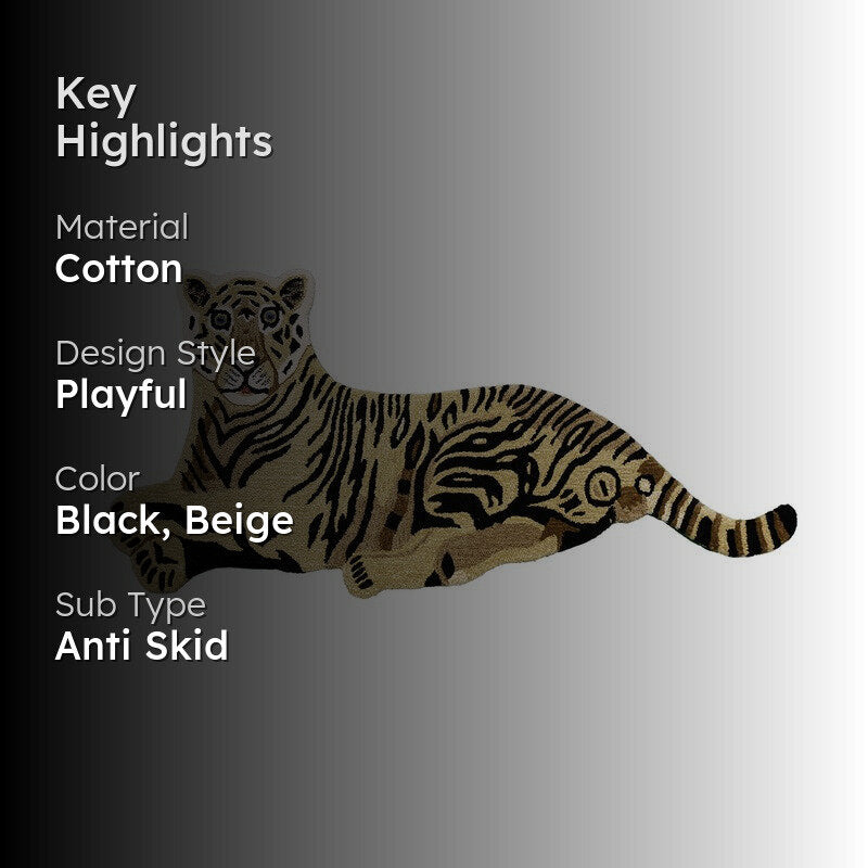 Tiger Cub Cotton Carpet - Black,Beige media 2