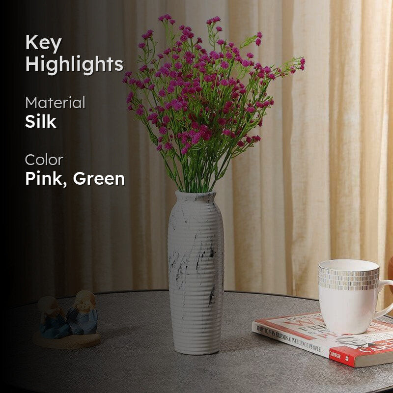 Faux Gypsophila Floral Bunch (Dark Pink) - Set Of Two media 2