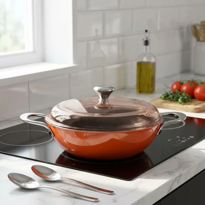 Cumin Co Enamel Cast Iron Kadhai (3100 mL) - Rust media 1