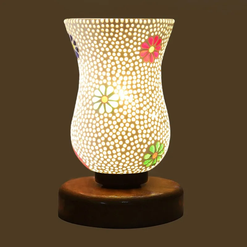 Trevia Mosaic Glass Table Lamp With Wooden Base - Multicolor media 6