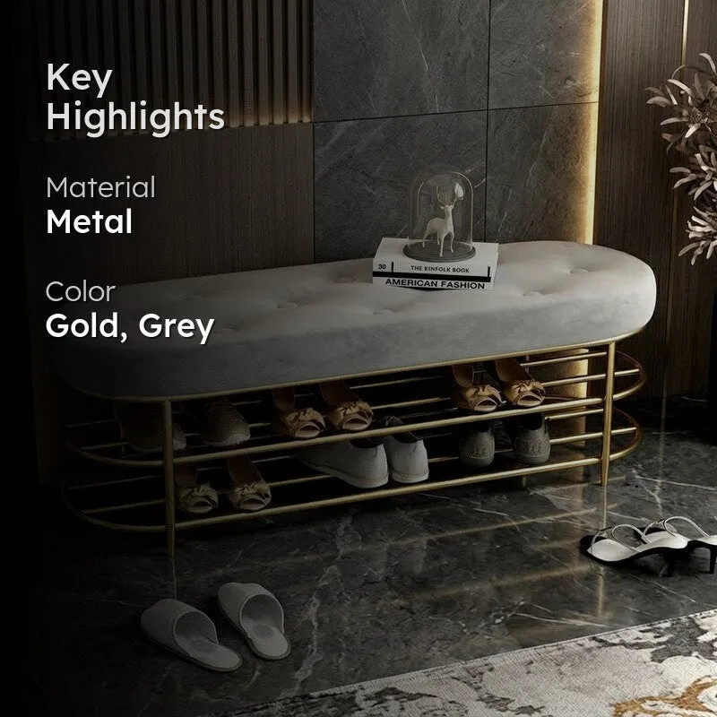 Tall Metal Shoe Rack - Gold,Grey media 2