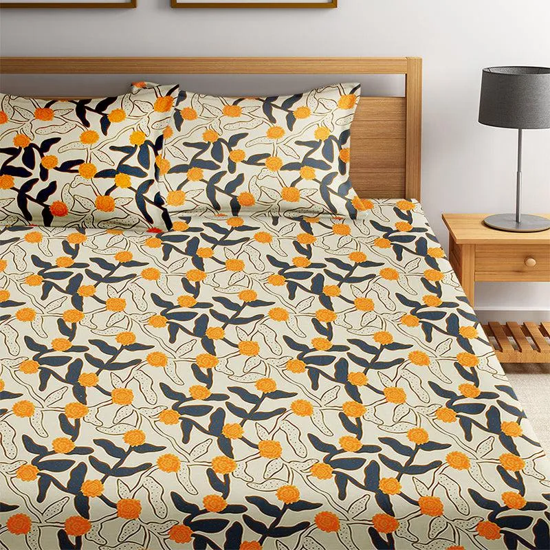 Micah Mango Floral Cotton Bedsheet - 210 TC media 5