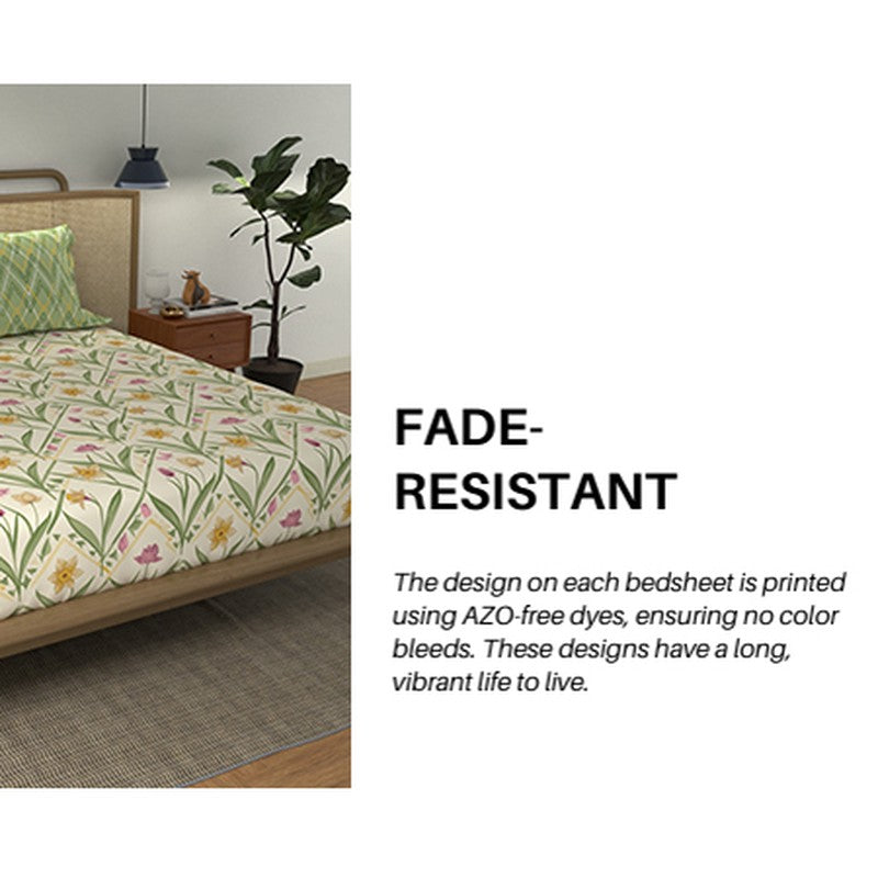 Urban Space Meadowra Cotton Bedsheet (Green) - 144 TC media 10