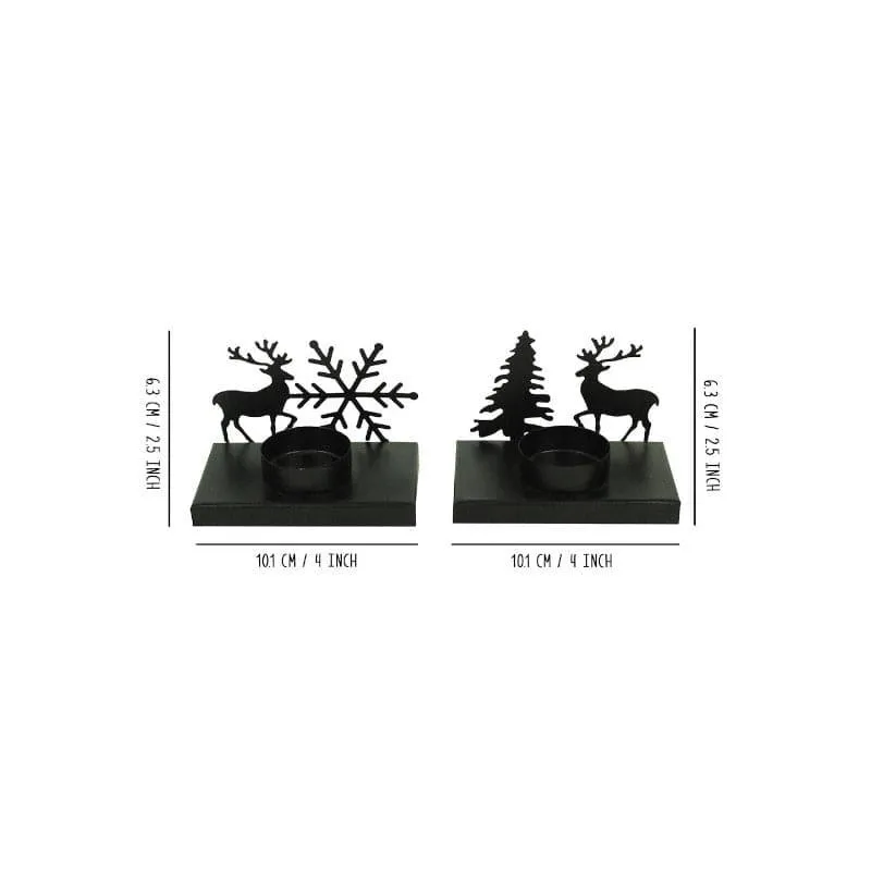 Snowy Glow Tealight Candle Holder (Black) - Set Of Two media 5