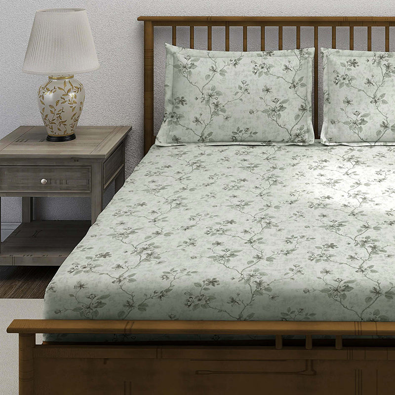 Swayam Hanami Floral Cotton Bedsheet (Beige) - 250 TC media 4