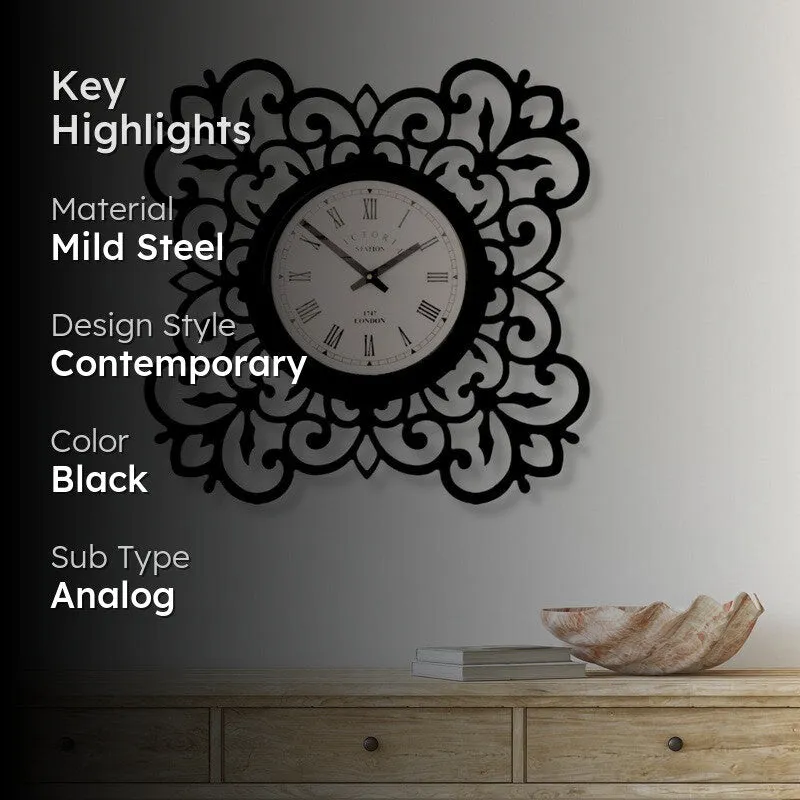 Orna Steel Analog Wall Clock - Black media 2