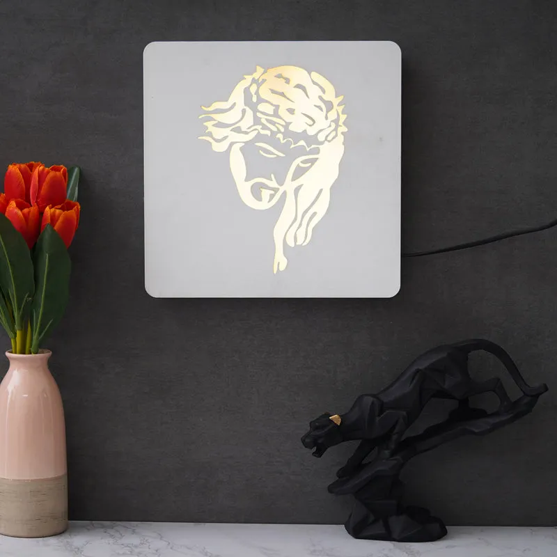 Jesus Christ LED Wooden Wall Lamp media 1