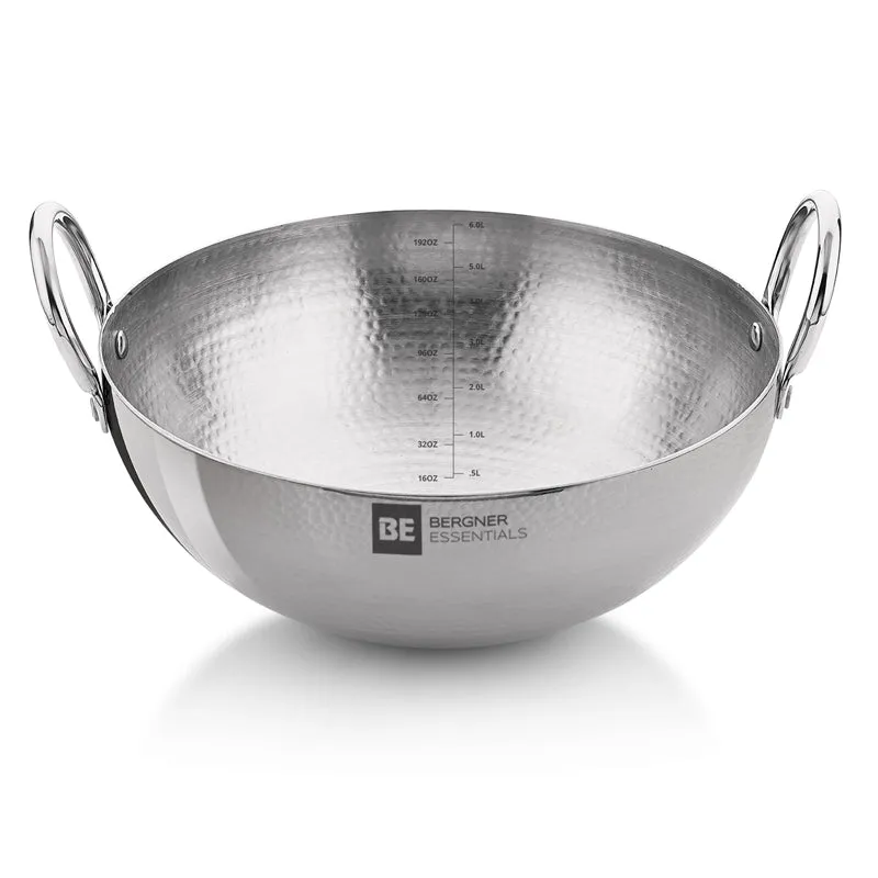 Bergner Stainless Steel Hammered Kadhai - 6500 mL media 7
