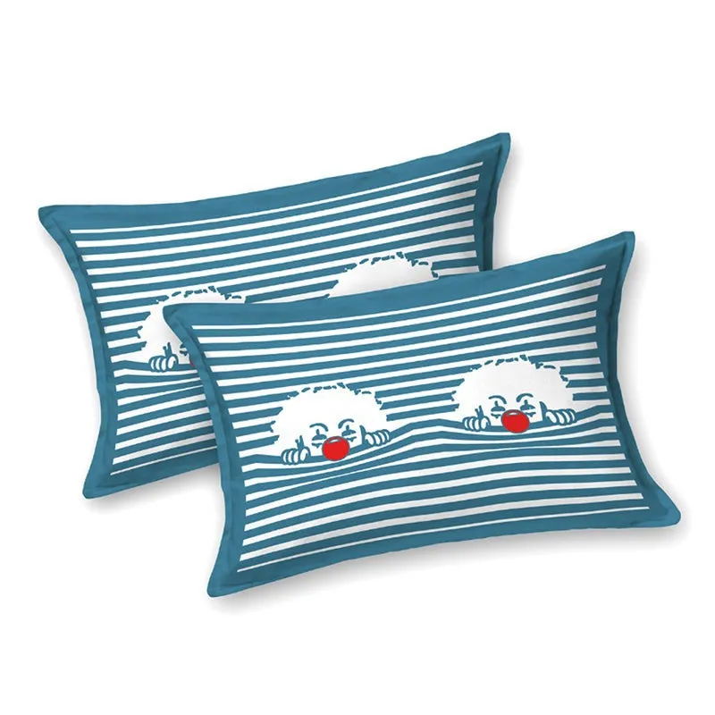 Illusion Stripey Fun Cotton Bedsheet (Blue) - 200 TC media 5