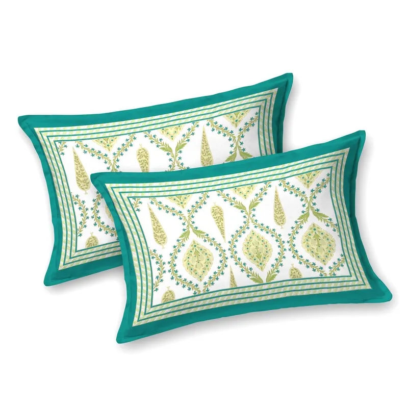 Ambi Bliss Cotton Bedsheet (White,Green) - 180 GSM media 6
