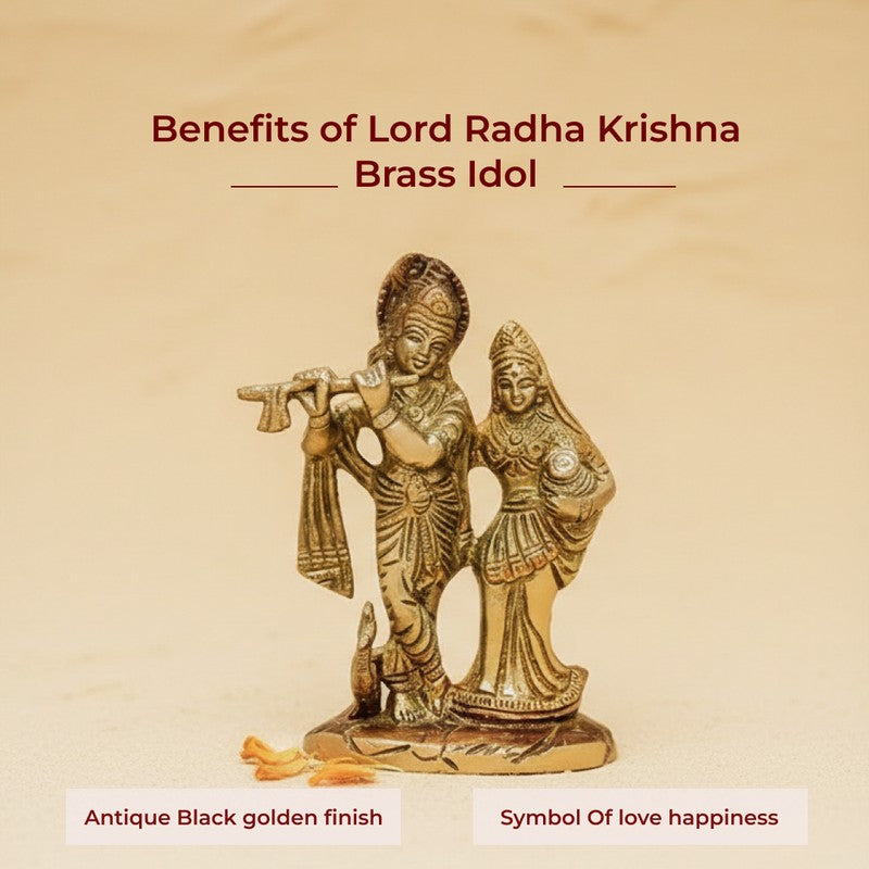 Sri Radha Krishna Divine Brass Idol media 6