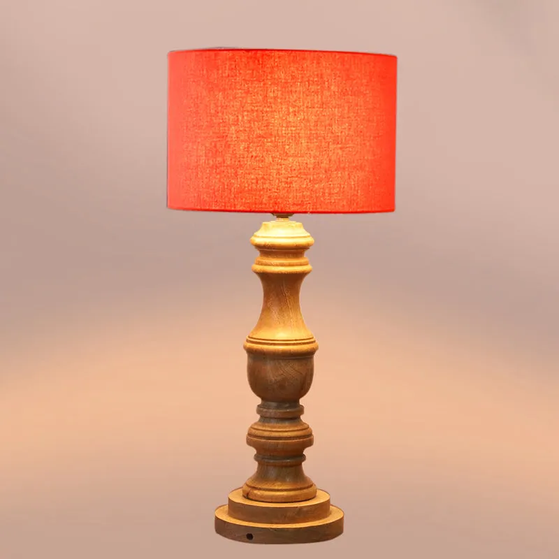 Cotin I Carve Wooden Table Lamp - Orange,Brown media 4