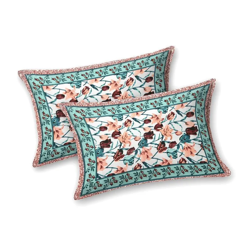 Rangon Cotton Bedsheet (Rust,Green) - 240 TC media 4