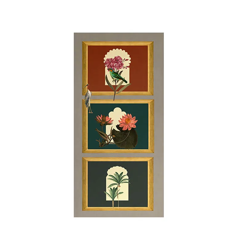India Circus Window To Garden Canvas Wall Art - Set Of Three media 4