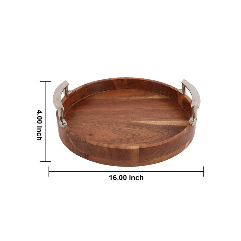ArtisanTouch Wood Serving Tray - Brown,Silver media 8