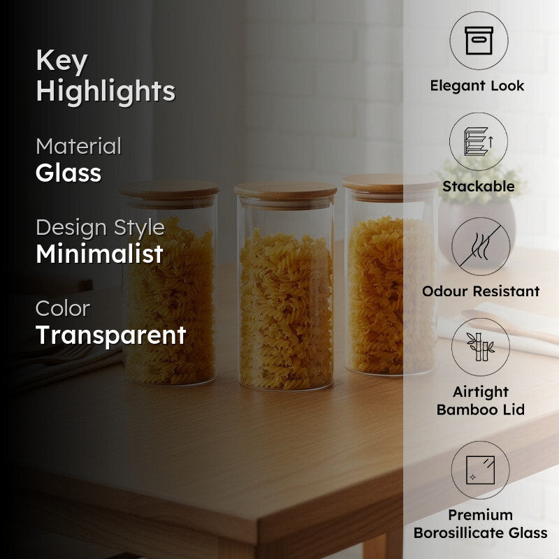Locky Glass Jar (600 mL Each) - Set Of Three media 2