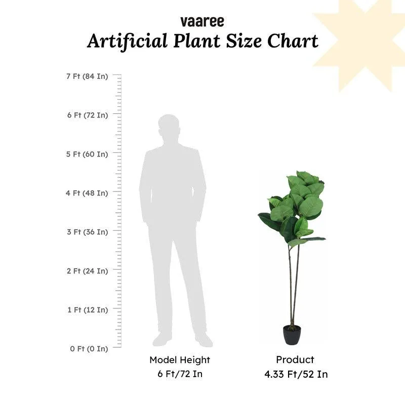Faux Lush Rubber Plant With Black Plastic Pot - 4.3 Feet media 6