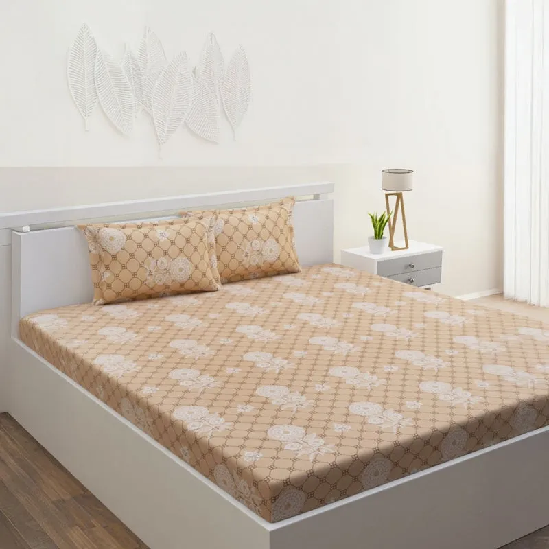 Tender Touch Cotton Bedsheet (Peach) - 144 TC media 1