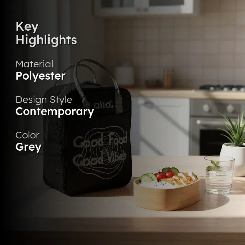 Good Food Polyester Lunch Bag - Black & Grey media 2