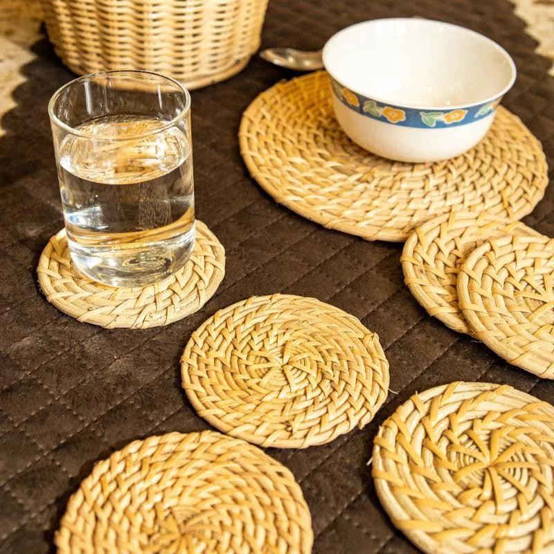 Vrita Rattan Coaster - Set Of Six media 1