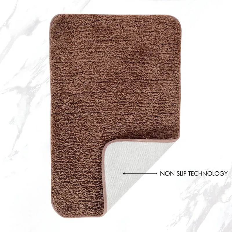 Helen Anti Skid Bath Mat & Contour Mat (Brown) - Set of Eight media 5