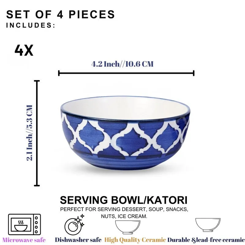 MiniFeast Ceramic Snack Bowls (Blue, 150 mL Each) - Set Of Four media 7
