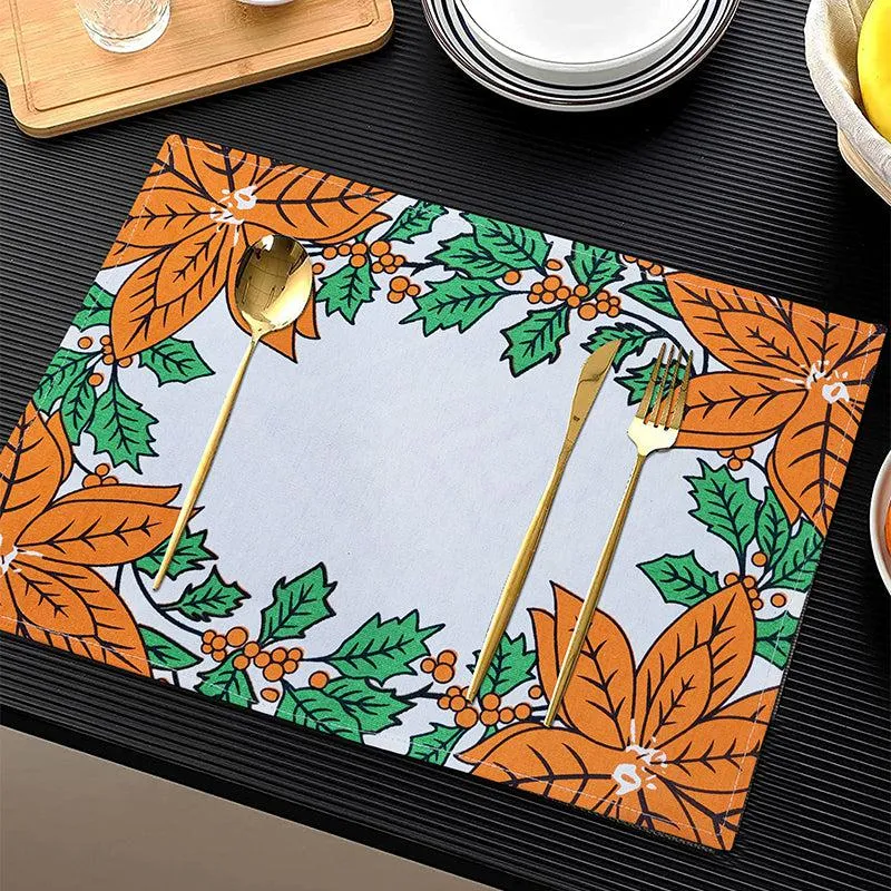 Acora Floral Placemat (Orange) - Set of Four media 1