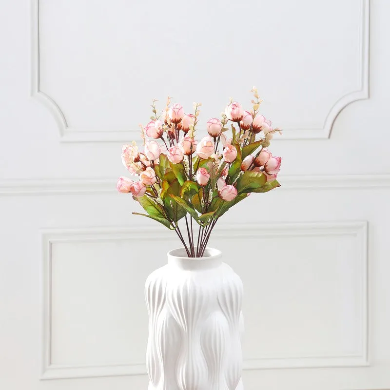 Cross Mini Rose Artificial Flower Bunch - Light Pink media 4