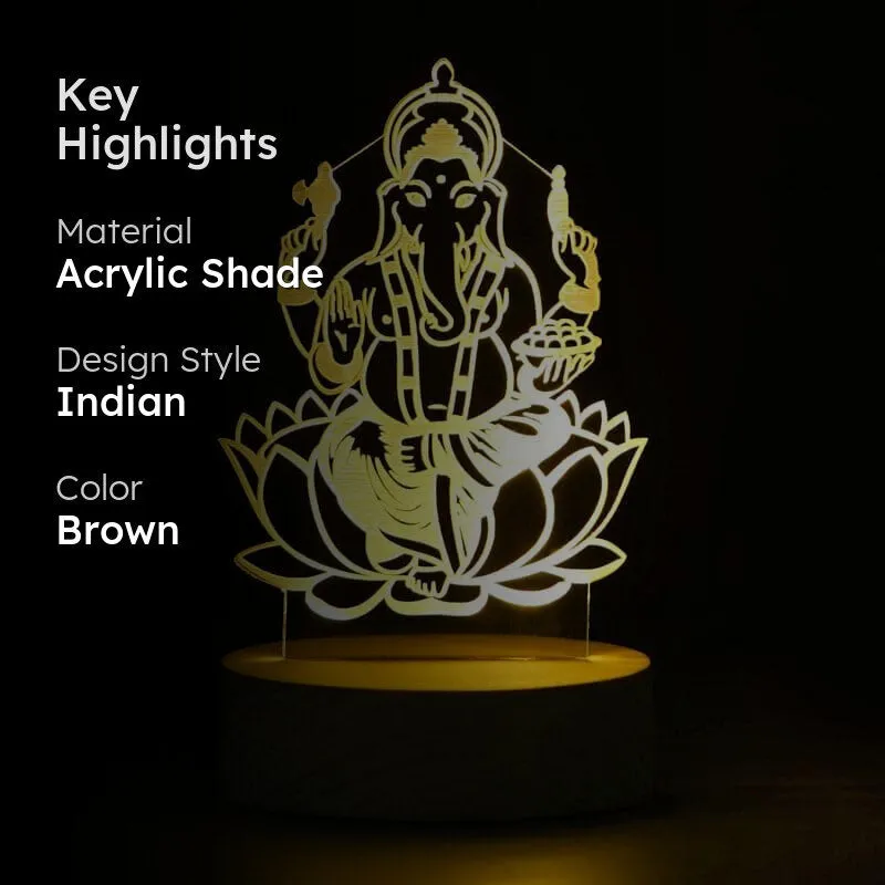 Lord Ganesha LED Acrylic Table Lamp - Brown media 2