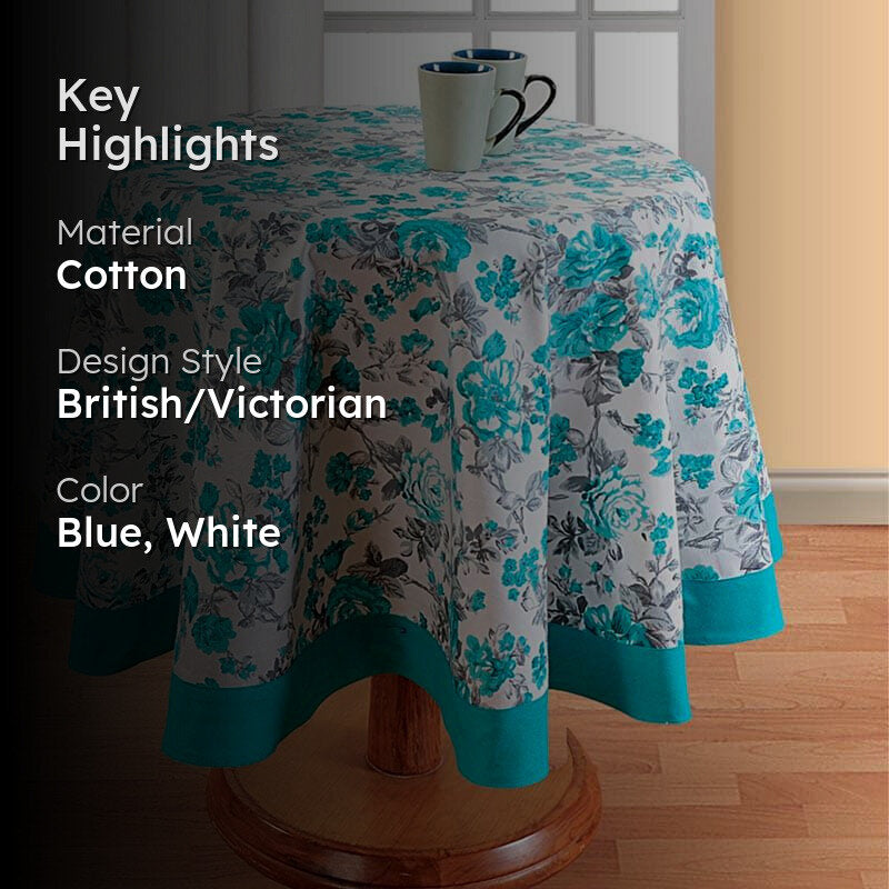 Swayam Delphinium Flora Round Table Cover - Six Seater media 2