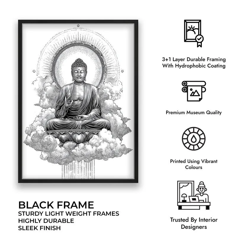 Buddha Within The Circle Of Silence Wall Painting With Black Frame media 9