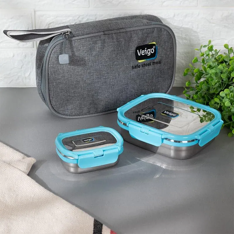 Delica Aqua Lunch Box With Pouch (550/150 mL) - Two Piece Set media 1