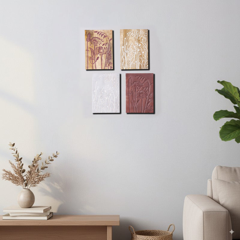 Nature's Notebook Wooden Wall Plates - Set Of Four
