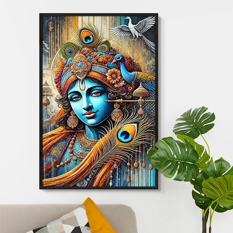 Grace Of Kanha Wall Painting With Frame media 5